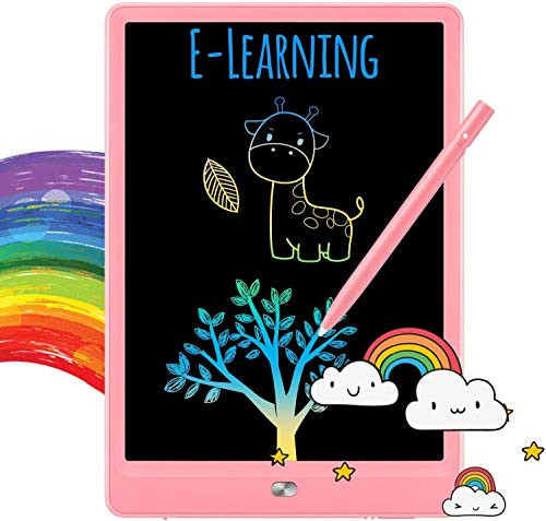 TEKFUN Boys Gifts, 8.5inch LCD Writing Tablet Doodle Board with Rainbow Color, Educational Toys for 3 4 5 6 Year Old Boys, Reusable Drawing Tablet Drawing Board(Pink)