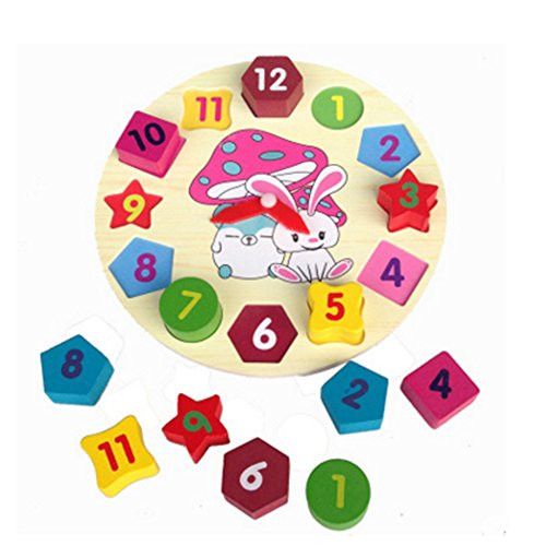 Little star Wooden blocks toys Digital Geometry Teaching Clock Children's Educational toy for baby boy and girl gift
