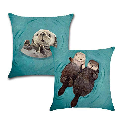 Royalours Adorable Animal Otter Pillow Covers Cotton Linen Square Decorative Throw Pillow Case Cushion Covers for Home Sofa Couch 18x18 inch Set of 2 Pillowcase (2pack Otter) Royalours Adorable Animal Otter Pillow Covers Cotton Linen Square Decorative Throw Pillow Case Cushion Covers for Home Sofa Couch 18x18 inch Set of 2 Pillowcase (2pack Otter)