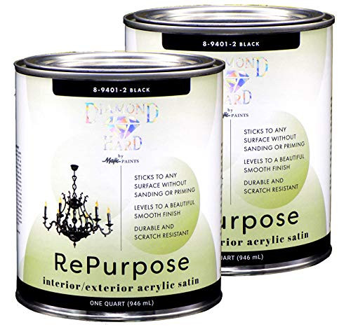 Majic Paints Diamond Hard Interior/Exterior Satin Furniture Paint, RePurpose your Furniture, Cabinets, Glass, Metal, Tile, Wood and More, Black, 2-Quart (8-9401-22)