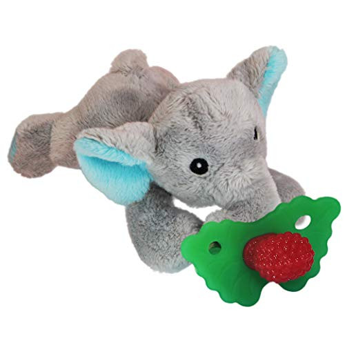 RaZbaby RaZbuddy RaZberry Teether/Pacifier Holder w/Removable Baby Teether Toy - 0M+ - Bpa Free - Elephant