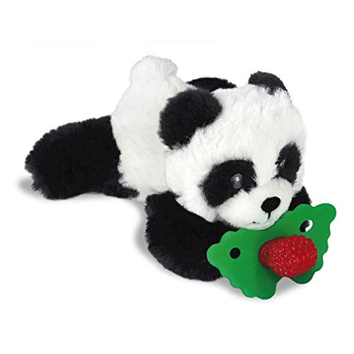 RaZbaby RaZbuddy RaZberry Teether/Pacifier Holder w/Removable Baby Teether Toy - 0M+ - Bpa Free - Panda