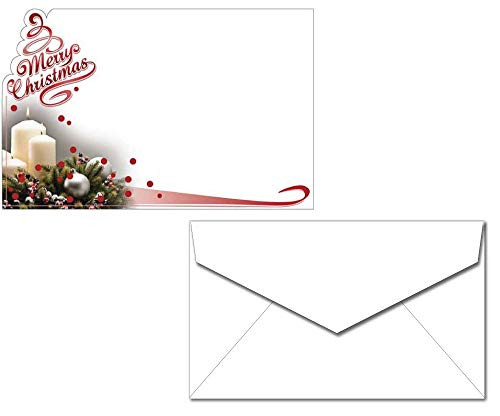 Christmas Holiday Gift Enclosure Cards with Envelopes - Small Cards for Gifts or Flowers - 40 Tiny Cards & Envelopes (Christmas Candle Wreath)