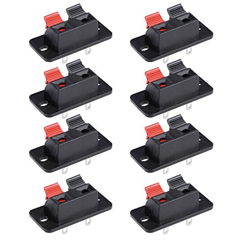 uxcell 8pcs 2 Way Jack Socket Spring Push Release Connector Speaker Terminal Strip Block 38mm x 19mm