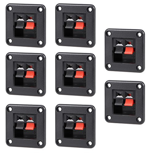 uxcell 8pcs 2 Way Jack Socket Spring Push Release Connector Speaker Terminal Strip Block