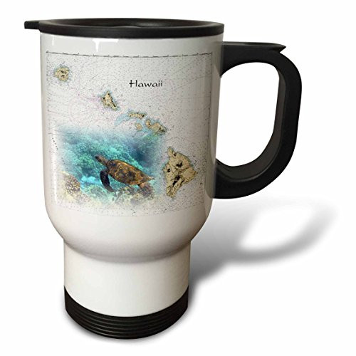 3dRose tm_204900_1 Print of Toms River New Jersey Nautical Chart Travel Mug, 14 oz, Stainless Steel, White