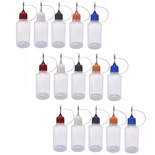 15 Pack, 30ml, Multi Color Caps Needle Bottle dropper bottle eliquid bottle liquid bottle squeeze bottle Steel Needle TIP Dropper Bottles
