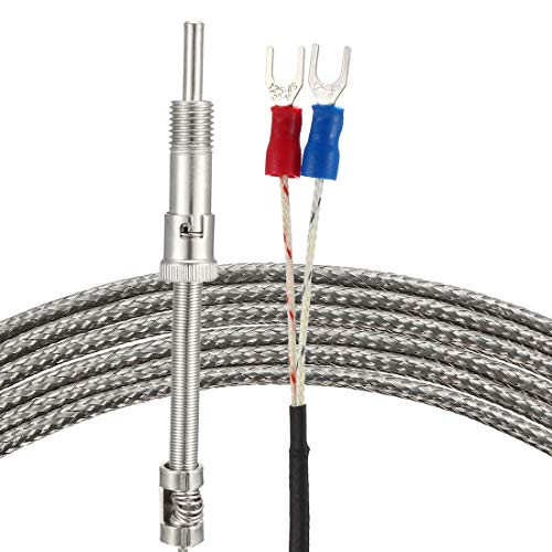 uxcell K Type Thermocouple Sensors Temperature Controller Pressure Spring Type Thermocouple(0 to 600C) 3.3ft