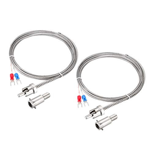 uxcell K-Type Thermocouple Temperature Sensors M8 Thread Probe with 2M/6.6Ft Wire 2pcs
