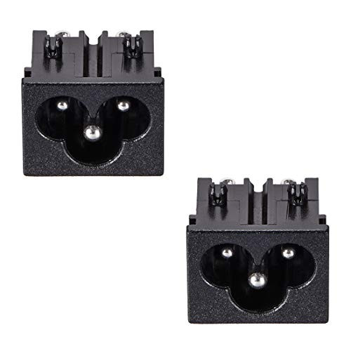 uxcell C6 Panel Mount Plug Adapter AC 250V 2.5A 3 Pins IEC Inlet Module Plug Power Connector Socket Straight 2pcs