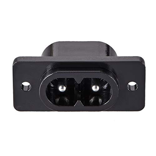 uxcell C8 Panel Mount Plug Adapter AC 250V 2.5A 2 Pins IEC Inlet Module Plug Power Connector Socket Straight 7pcs