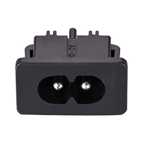 uxcell C8 Panel Mount Plug Adapter AC 250V 2.5A 2 Pins IEC Inlet Module Plug Power Socket Straight Pack of 7