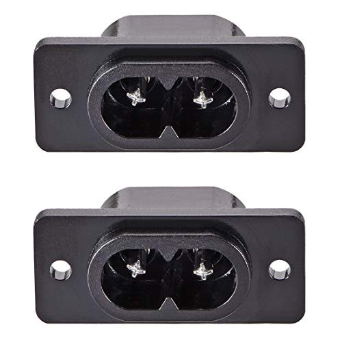 uxcell uxcell C8 Panel Mount Plug Adapter 250V AC 2.5A 2 Pins IEC Inlet Module Plug Power Socket Straight Pack of 2