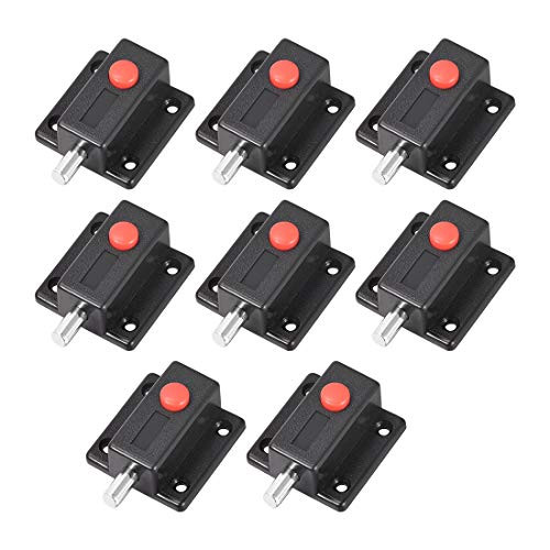 uxcell Door Bolt Lock, 2-inch Plastic Sliding Flush Barrel Latch with Switch Button, 8 Pcs Black