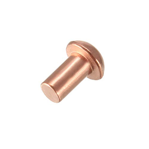 uxcell 200 Pieces 1/8 inches x 13/64 inches Round Head Copper Solid Rivets Fasteners