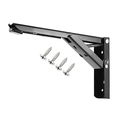 uxcell Folding Bracket 8 inch 197mm for Shelves Table Desk Wall Mounted Support Collapsible Long Release Arm Space Saving Carbon Steel