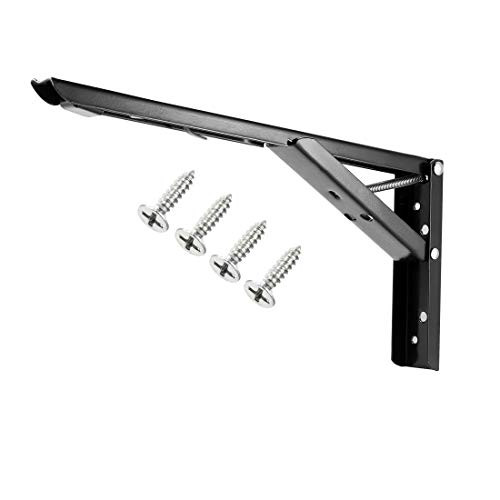 uxcell Folding Bracket 11.6 inch 295mm for Shelves Table Desk Wall Mounted Support Collapsible Long Release Arm Space Saving Carbon Steel 2pcs