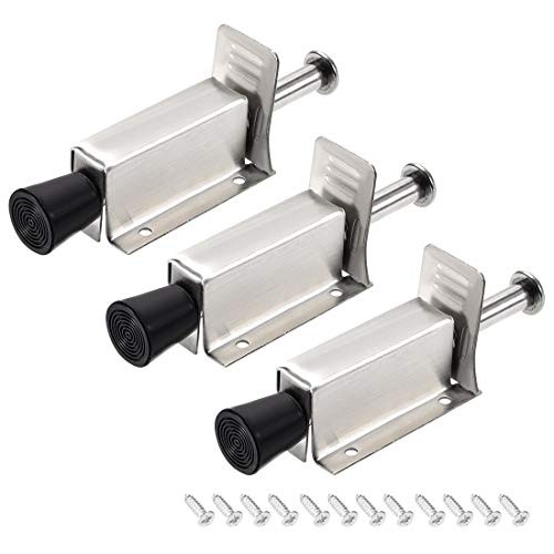 uxcell Stainless Steel Door Stopper Spring Loaded Telescopic Step-on Door Holder Stop and Release by Foot 140mm 3Pcs