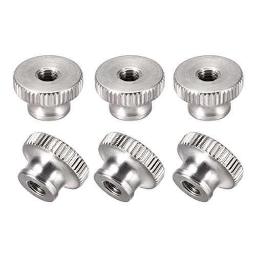 uxcell Knurled Thumb Nuts - M5 Round Knobs with Collar 304 Stainless Steel - 6 Pcs