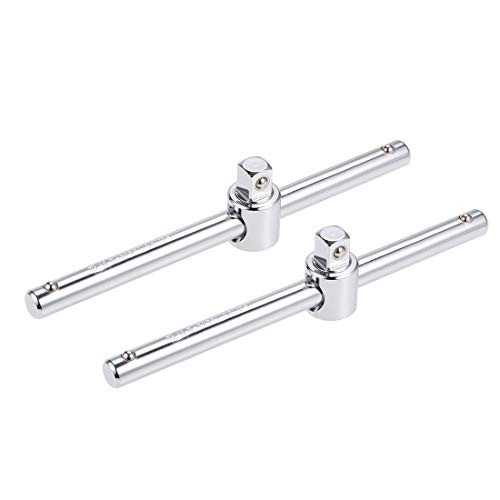 uxcell 2 Pcs 3/8" Drive Sliding Wrench Breaker Bar T-Handle Socket Hand Tool