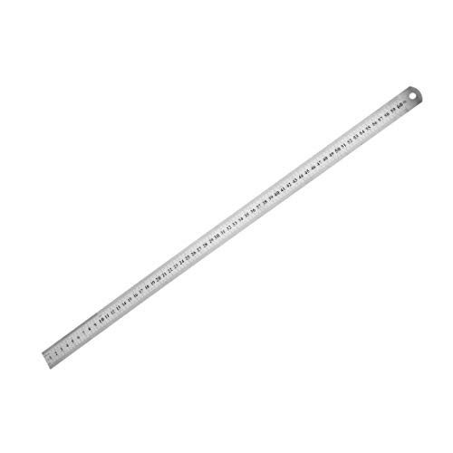uxcell Straight Ruler 60cm 24 Inch Metric Stainless Steel Measuring Ruler Tool with Hanging Hole