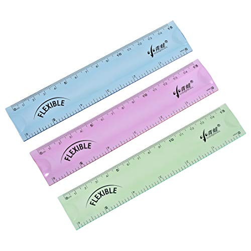 uxcell Flexible Straight Ruler 15cm 6 Inch Soft Plastic Measuring Tool 3 in 1 Set