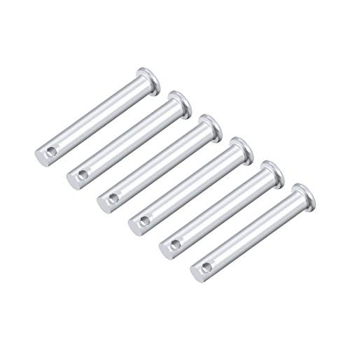 uxcell Single Hole Clevis Pins - 8mm X 60mm Flat Head Zinc-Plating Solid Steel Link Hinge Pin 6Pcs