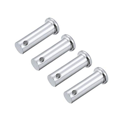 uxcell Single Hole Clevis Pins - 10mm X 30mm Flat Head Zinc-Plating Solid Steel Link Hinge Pin 4Pcs
