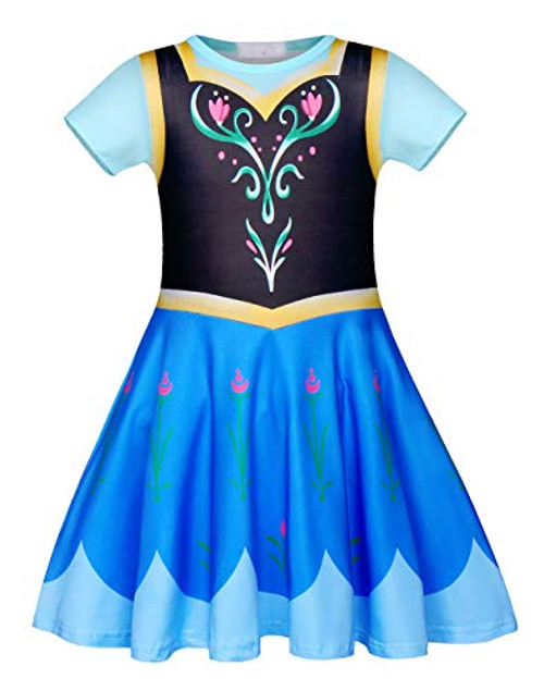 AmzBarley Costume for Girls Halloween Princess Cosplay Fancy Party Dress Up Kids Holiday Birthday Role Play Outfits School Performance Carnival Clothes Blue 49 Size 7-8Years/Tag 130