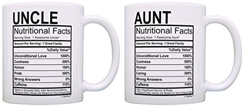 Aunt Uncle Gifts Aunt & Uncle Nutritional Facts Aunt Gifts Uncle Gifts 2 Pack Gift Coffee Mugs Tea Cups White