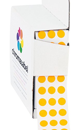 ChromaLabel 1/4 Inch Round Permanent Color-Code Dot Stickers, 1000 per Dispenser Box, Fluorescent Orange
