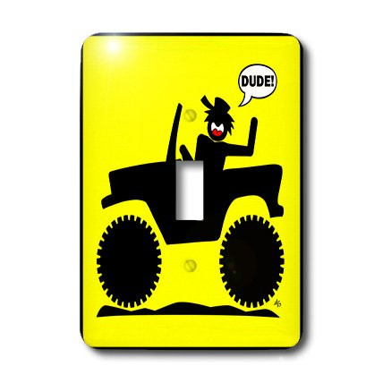3dRose lsp_14750_1 Car Dude Yellow Sign 1 Single Toggle Switch