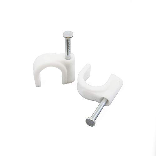 100 Round 1/2" (12 mm) Cable Wire Clips Cable Management Cord Tie Holder Coaxial Nail In Clamps Tacks