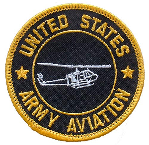United States Army Aviation Embroidered Patch, Black and Yellow, with Iron-On Adhesive