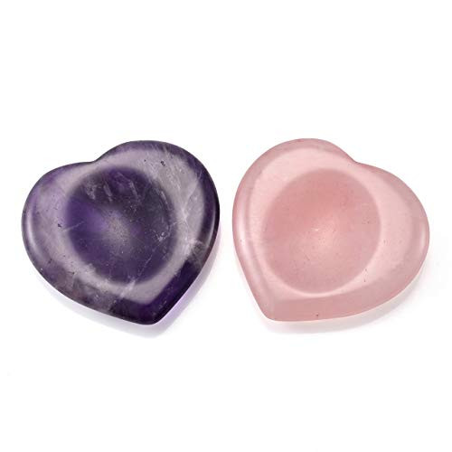 Sunligoo Healing Crystal Heart Love Thumb Worry Stone Pocket Palm Gemstones for Anxiety Therapy Geometry Chakra Reiki Balancing -2Pcs, Amethyst & Rose Quartz Sunligoo Healing Crystal Heart Love Thumb Worry Stone Pocket Palm Gemstones for Anxiety Therapy Geometry Chakra Reiki Balancing -2Pcs, Amethyst & Rose Quartz