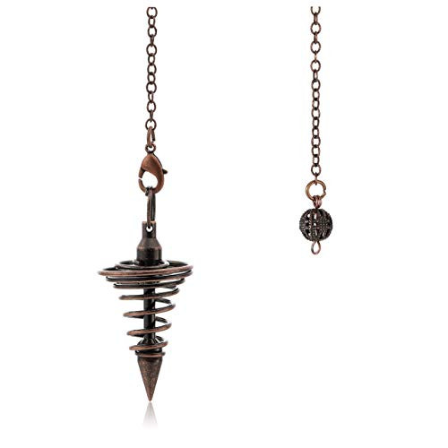 Top Plaza Bronze Metal Copper Spiritual Pendulum for Divination Reiki Healing Dowsing Wicca Balancing Coil Pointed Pendant Pendulum