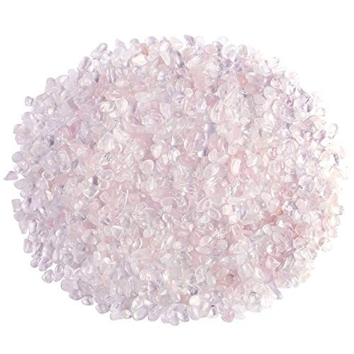Top Plaza Natural Rose Quartz Tumbled Chips Crushed Stones Reiki Healing Quartz Crystals Irregular Shaped Gemstones 0.45lb