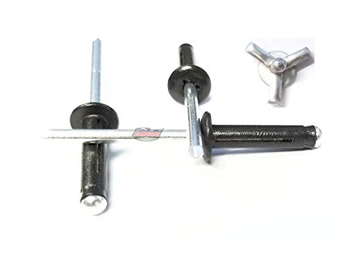 Racer's Speed Shop Flat Black 3/16" Small Head Tri-Fold Exploding Aluminum Mandrel Pop Rivets 250 Pack