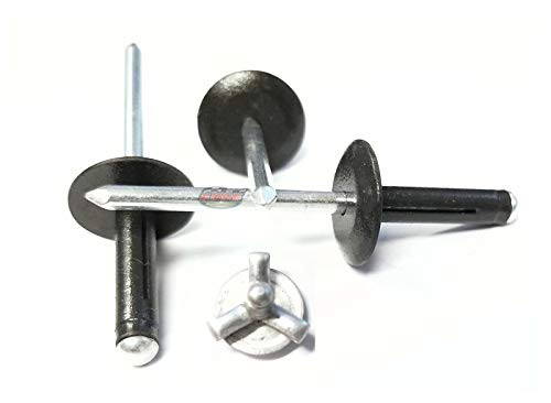 Racer's Speed Shop Flat Black 3/16" Large Head Tri-Fold Exploding Aluminum Mandrel Pop Rivets 250 Pack