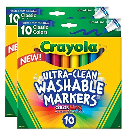 Crayola Ultraclean Broadline Classic Washable Markers (10 Count), (Pack of 2) Crayola Ultraclean Broadline Classic Washable Markers (10 Count), (Pack of 2)