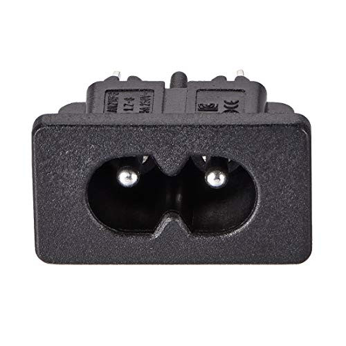 uxcell uxcell C8 Panel Mount Plug Adapter 250V AC 2.5A 2 Pins IEC Inlet Module Plug Power Connector Socket Straight