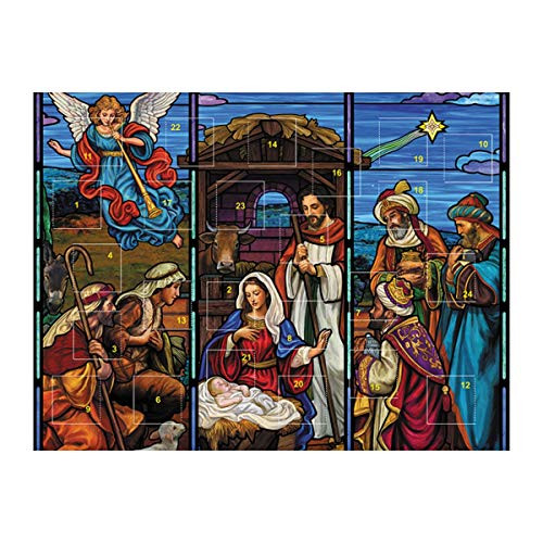 Needzo Stained Glass Design Nativity Scene Christmas Advent Calendar, Pack of 3