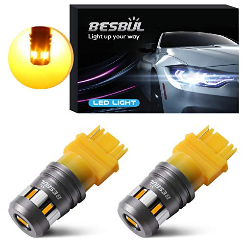 Besbul 3156 Turn Signal LED Bulb Amber Canbus Ready Error Free High Power 3056 3057 3047 4011 4157 LED Light Bulbs Blinker Lights No Hyper Flash, Pack of 2