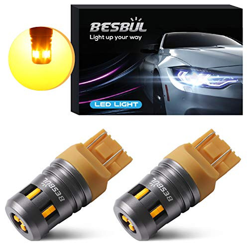Besbul 7440 LED Bulb Amber, Extremely Bright 7443 T20 W21W LED Bulb High Lumens 12V-40V for Turn Signal Lights, Backup Lights, Brake Lights, Tail Lights, Parking Lights Amber, Pack of 2