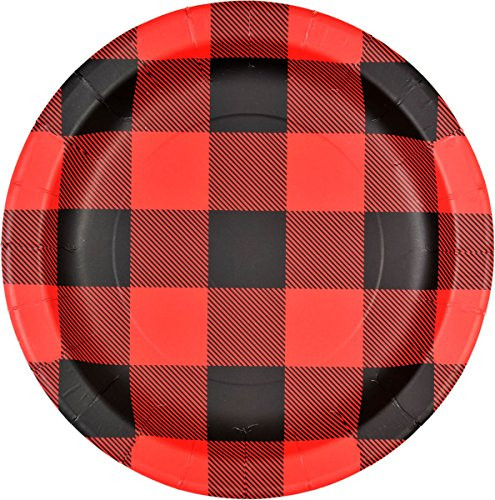 Buffalo Check Dinner Plates (9" Round Paper Plates, 8-pack) Lumberjack Plaid, Buffalo Plaid Collection by Havercamp