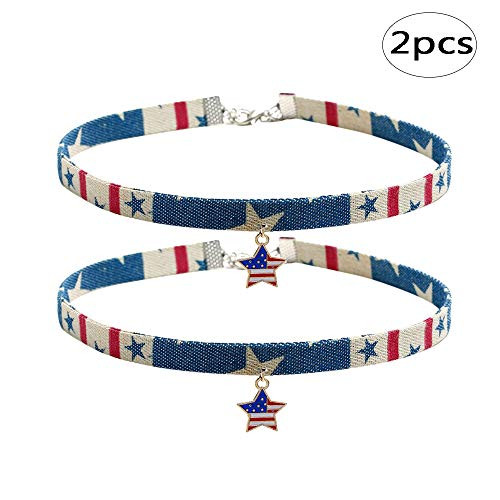 BinaryABC 4th of July Choker Necklace,Patriotic Fourth of July Independence Day Party Favors,2Pcs BinaryABC 4th of July Choker Necklace,Patriotic Fourth of July Independence Day Party Favors,2Pcs