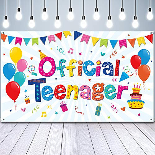 13th Birthday Decorations Party Supplies Large Official Teenager Banner 13th Birthday Party Sign Photo Prop Backdrop Background Banner for 13th Birthday Party Decorations, 72.8 x 43.3 Inch