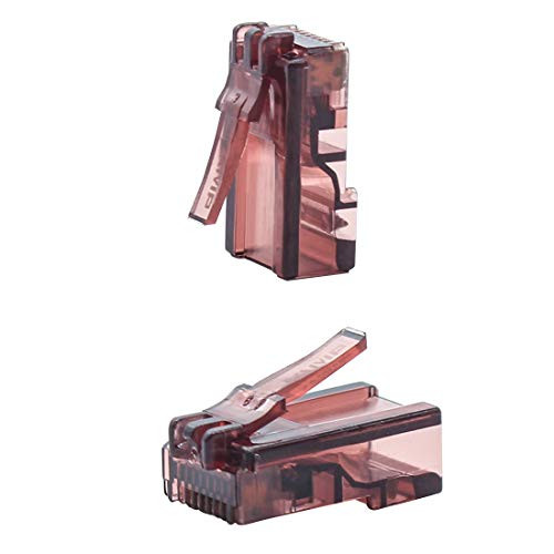 GBIS RJ45 Connector Cat5E Cat5 Crimp Modular Connector 100 Pack Ethernet Network Cable Plug Crystal 8P8C(Brown)