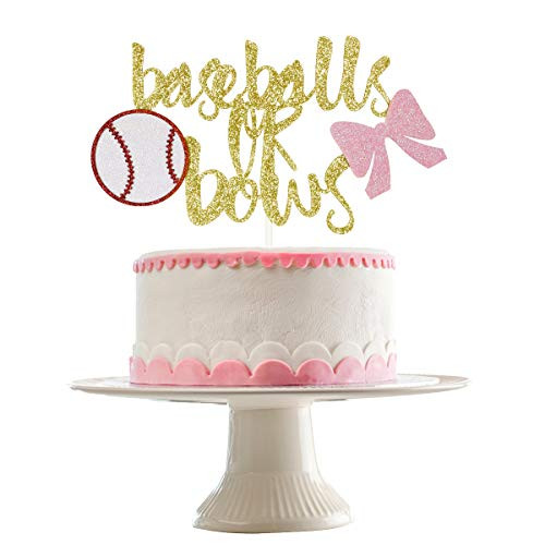 LeeSky Gold Glittery Baseballs or Bows Cake Topper- Baby Shower Party Decorations,Boy or Girl Baby Shower Party Decor,Baby Shower Cake Decor LeeSky Gold Glittery Baseballs or Bows Cake Topper- Baby Shower Party Decorations,Boy or Girl Baby Shower Party Decor,Baby Shower Cake Decor