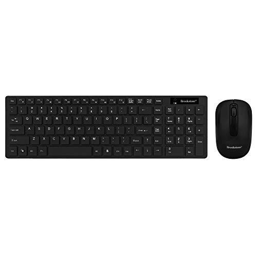 Brookstone Wireless Mouse & Keyboard Bundle- 2 in 1 Desktop Combo with Full-Sized, Low-Profile Keyboard and Mouse with Scroll Wheel (Mac and PC Compatible) (Standard Keyboard & Mouse)